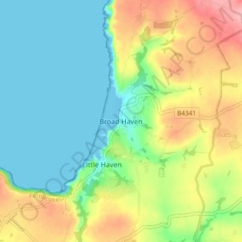Topografische Karte Broad Haven, Höhe, Relief