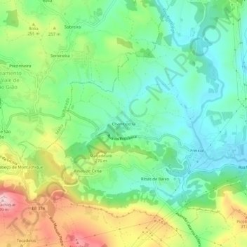 Topografische Karte Chamboeira, Höhe, Relief