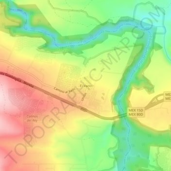 Topografische Karte El Vado, Höhe, Relief