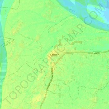 Topografische Karte Maner, Höhe, Relief