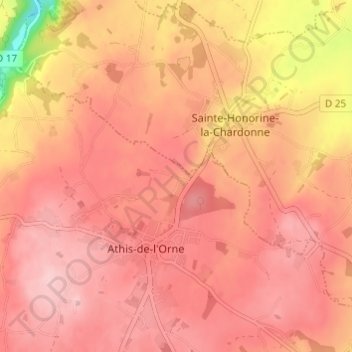 Topografische Karte La Bunodière, Höhe, Relief