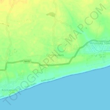 Topografische Karte Chettikulam, Höhe, Relief