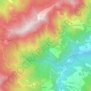 Topografische Karte Roccaferrara, Höhe, Relief