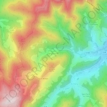 Topografische Karte Hergauchamps, Höhe, Relief