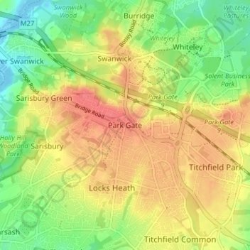Topografische Karte Park Gate, Höhe, Relief