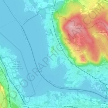 Topografische Karte Lisanza, Höhe, Relief