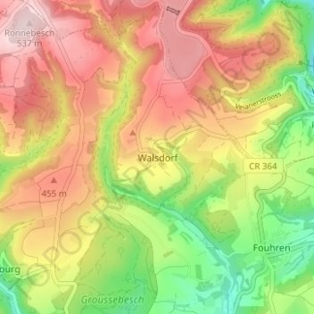 Topografische Karte Walsdorf, Höhe, Relief
