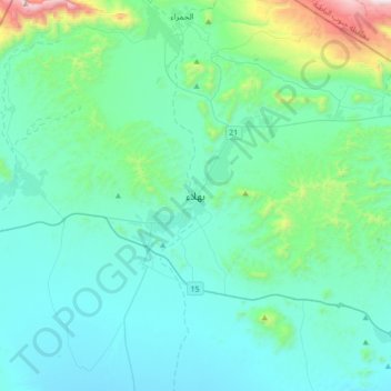 Topografische Karte Bahlā, Höhe, Relief