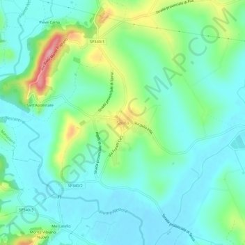 Topografische Karte Spina, Höhe, Relief