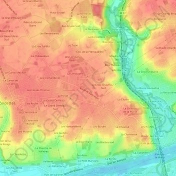 Topografische Karte La Borde, Höhe, Relief