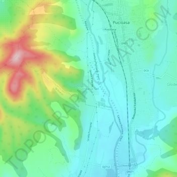 Topografische Karte Pucioasa-Sat, Höhe, Relief