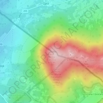 Topografische Karte Monte Cocusso, Höhe, Relief