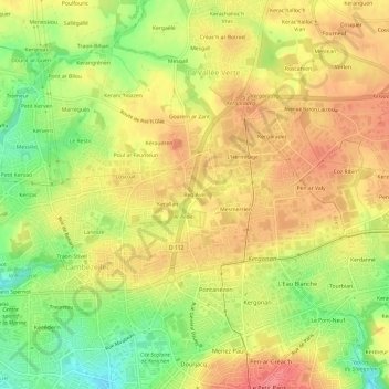 Topografische Karte Beg Avel, Höhe, Relief