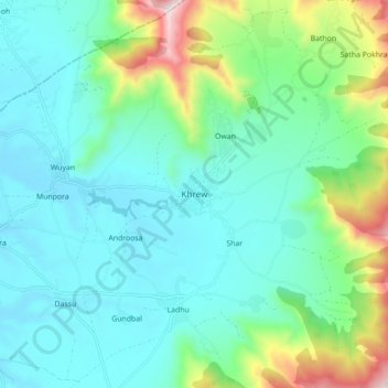 Topografische Karte Khrew, Höhe, Relief