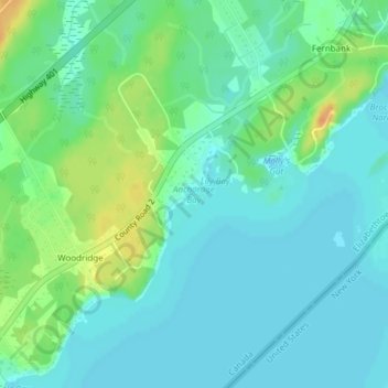 Topografische Karte Anchorage Bay, Höhe, Relief