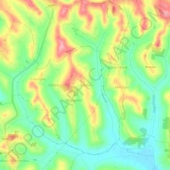 Topografische Karte Biletta, Höhe, Relief