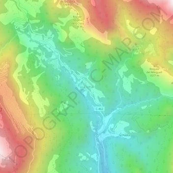 Topografische Karte la Coma, Höhe, Relief