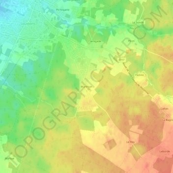 Topografische Karte Marthian, Höhe, Relief