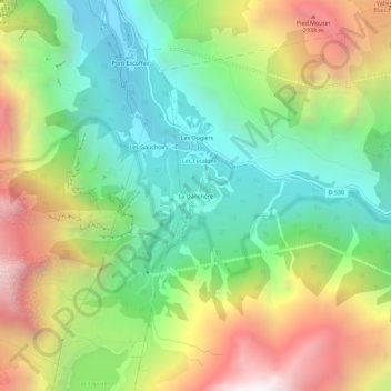 Topografische Karte La Danchère, Höhe, Relief