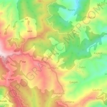 Topografische Karte Lamgara, Höhe, Relief