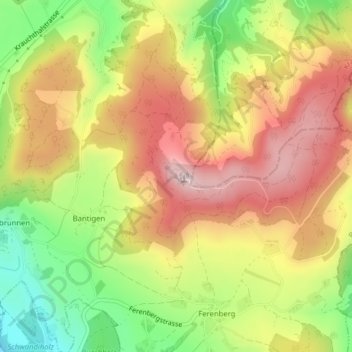 Topografische Karte Bantiger, Höhe, Relief