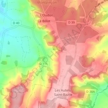 Topografische Karte Montpinçon, Höhe, Relief