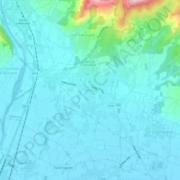 Topografische Karte Marlia, Höhe, Relief