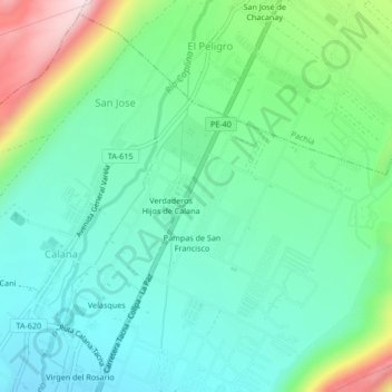 Topografische Karte Santa María, Höhe, Relief
