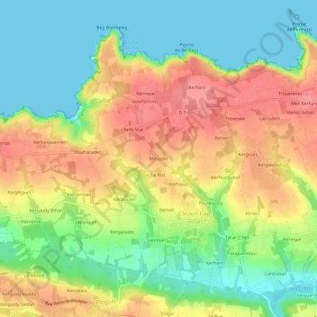 Topografische Karte Mescran, Höhe, Relief