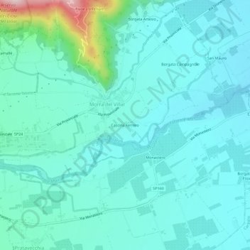 Topografische Karte Cascina Ferrero, Höhe, Relief