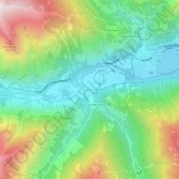 Topografische Karte Pratolungo, Höhe, Relief
