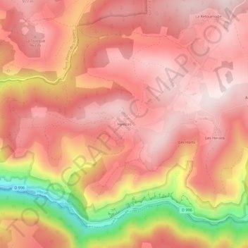 Topografische Karte Hyelzas, Höhe, Relief