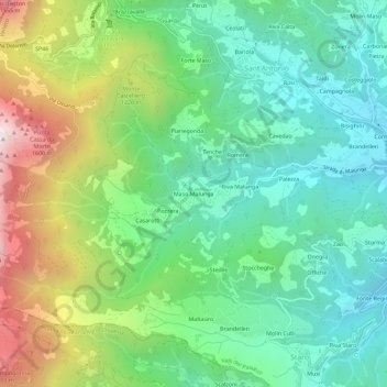 Topografische Karte Maso Malunga, Höhe, Relief