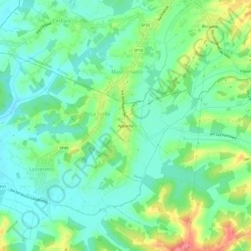 Topografische Karte Apparita, Höhe, Relief