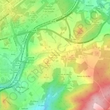 Topografische Karte San Marcos, Höhe, Relief