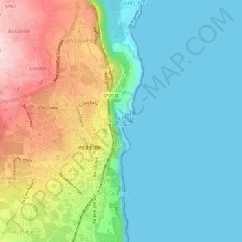 Topografische Karte Santa Maria la Scala, Höhe, Relief