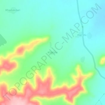 Topografische Karte Kharshi, Höhe, Relief