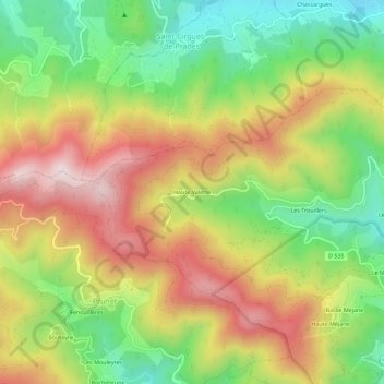 Topografische Karte Haute Valette, Höhe, Relief