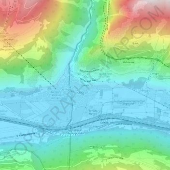 Topografische Karte Üärich, Höhe, Relief