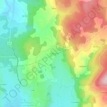 Topografische Karte Le Rouget, Höhe, Relief