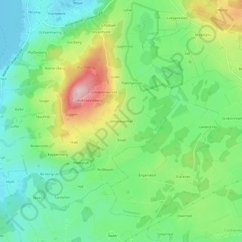 Topografische Karte Untermayrhof, Höhe, Relief