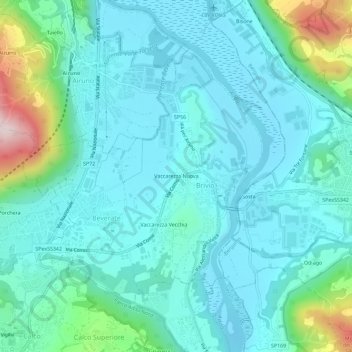 Topografische Karte Vaccarezza Nuova, Höhe, Relief
