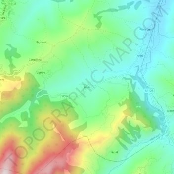 Topografische Karte Borla, Höhe, Relief