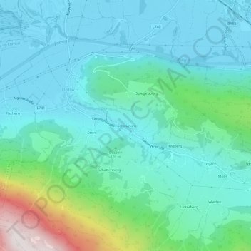 Topografische Karte Fuchslucken, Höhe, Relief