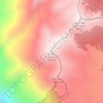 Topografische Karte Monte Cornacchia, Höhe, Relief