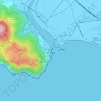 Topografische Karte Bocca di Magra, Höhe, Relief