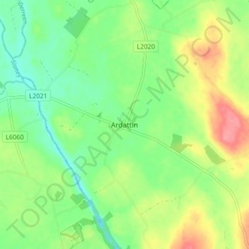 Topografische Karte Ardattin, Höhe, Relief
