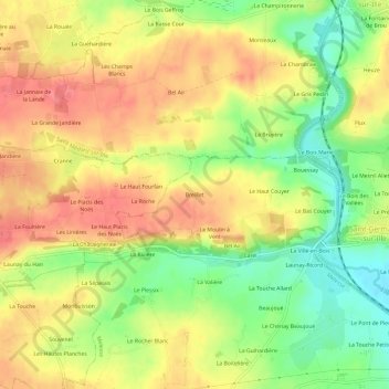 Topografische Karte Breillet, Höhe, Relief