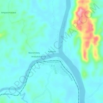 Topografische Karte Andapa, Höhe, Relief