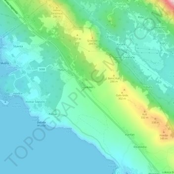 Topografische Karte Smokovo, Höhe, Relief